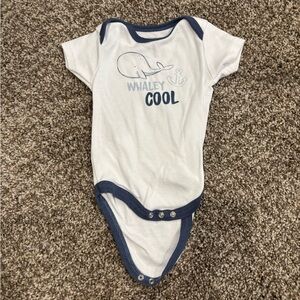 Baby Gear White and Blue Bodysuit with Snap Closures